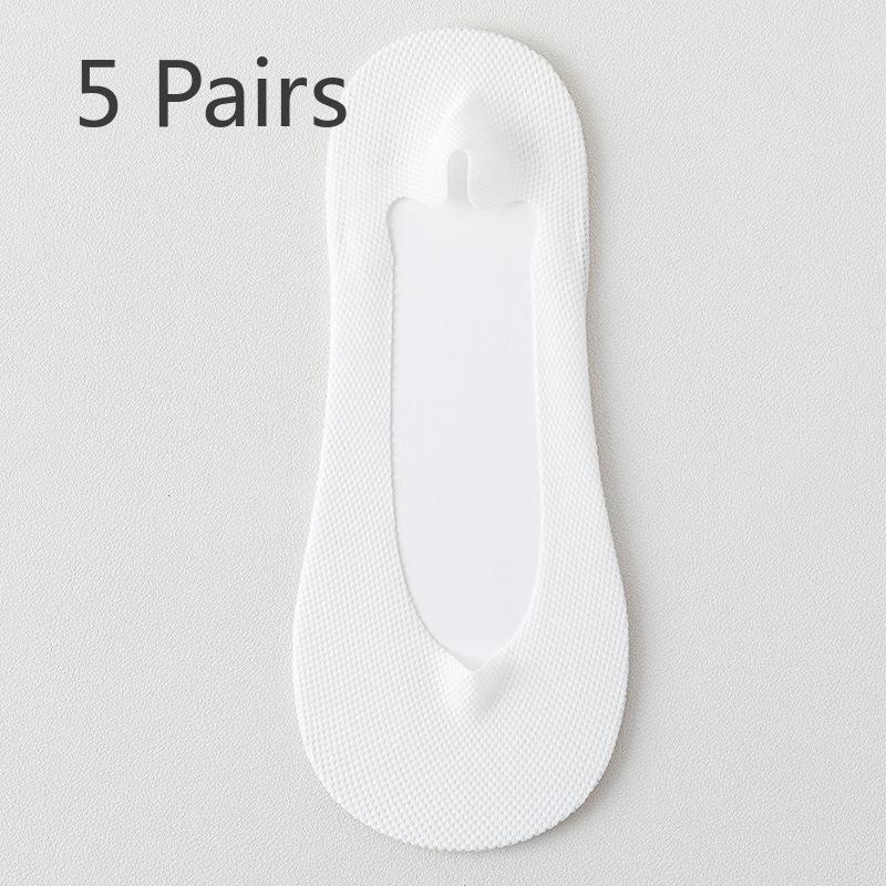 5 пар женских хлопковых летних тонких сетчатых дышащих впитывающих пот нескользящих носков с невидимыми носками