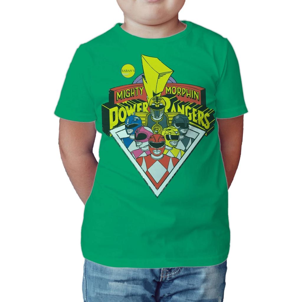 Power Rangers Logo Group Official Kids T-Shirt | Mighty Morphin Shirt