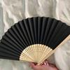 1pcVintage Black Bamboo Folding Fan - Handmade Vintage Chinese Style, Lightweight and Durable, Perfect Gift for Ladies and Girls