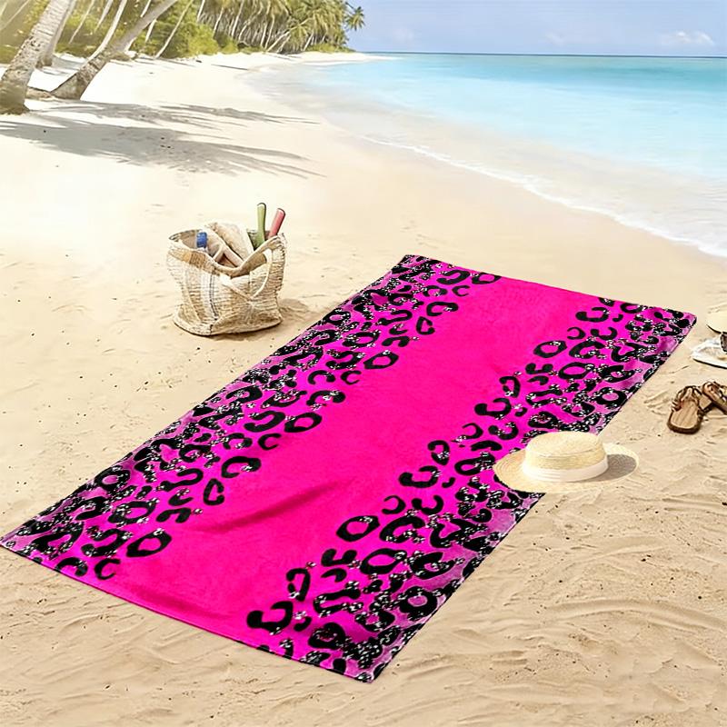 Leopard Print Beach Towel, Large Soft Quick Dry Towel for Beach Camping Swimming