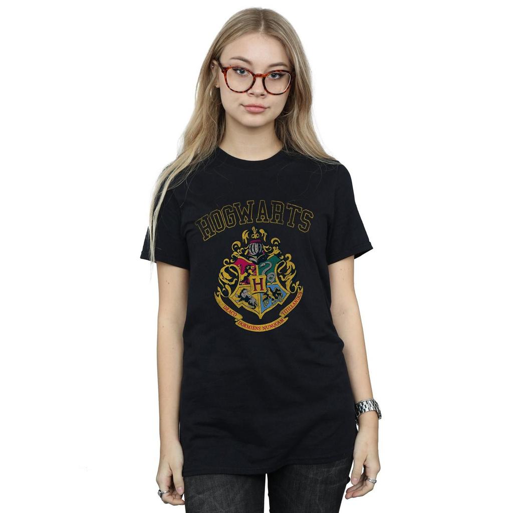 Harry Potter Womens/Ladies Varsity Style Crest Cotton Boyfriend T-Shirt