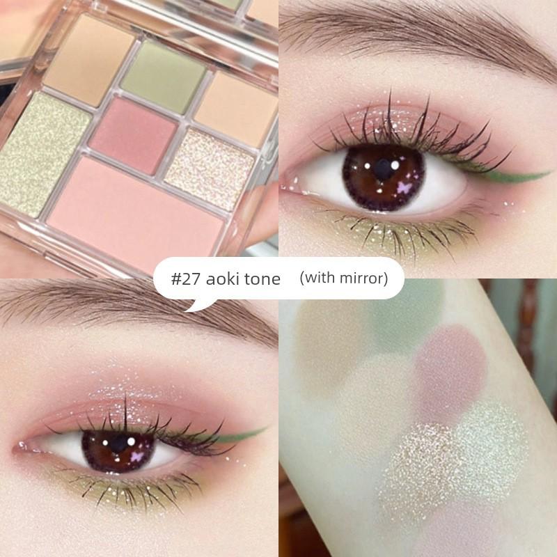 Lijieyou Seven-Color Playful Makeup Eyeshadow Palette with Glitter and Highlighter in Earth Tones