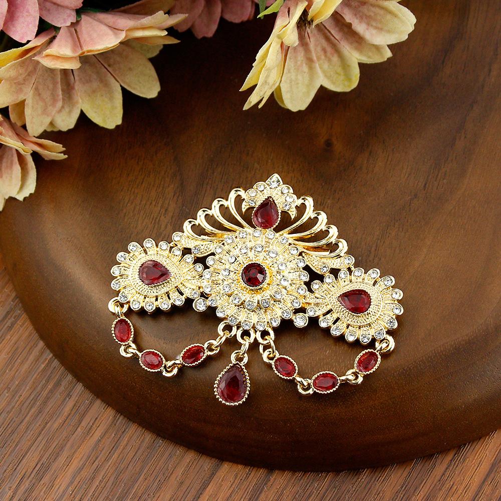 Chic Gold Brooch for Women Bride Jewelry Crystal Brooch for Wedding Jewelry Corsage