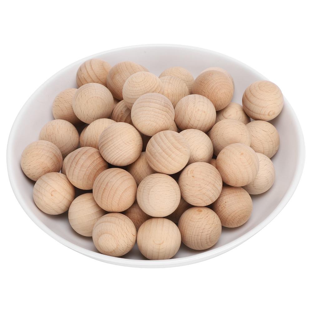 50PCS Beech Unfinished Wood Balls Easy to Paint DIY Wooden Balls Wooden Round Balls Art Projects
