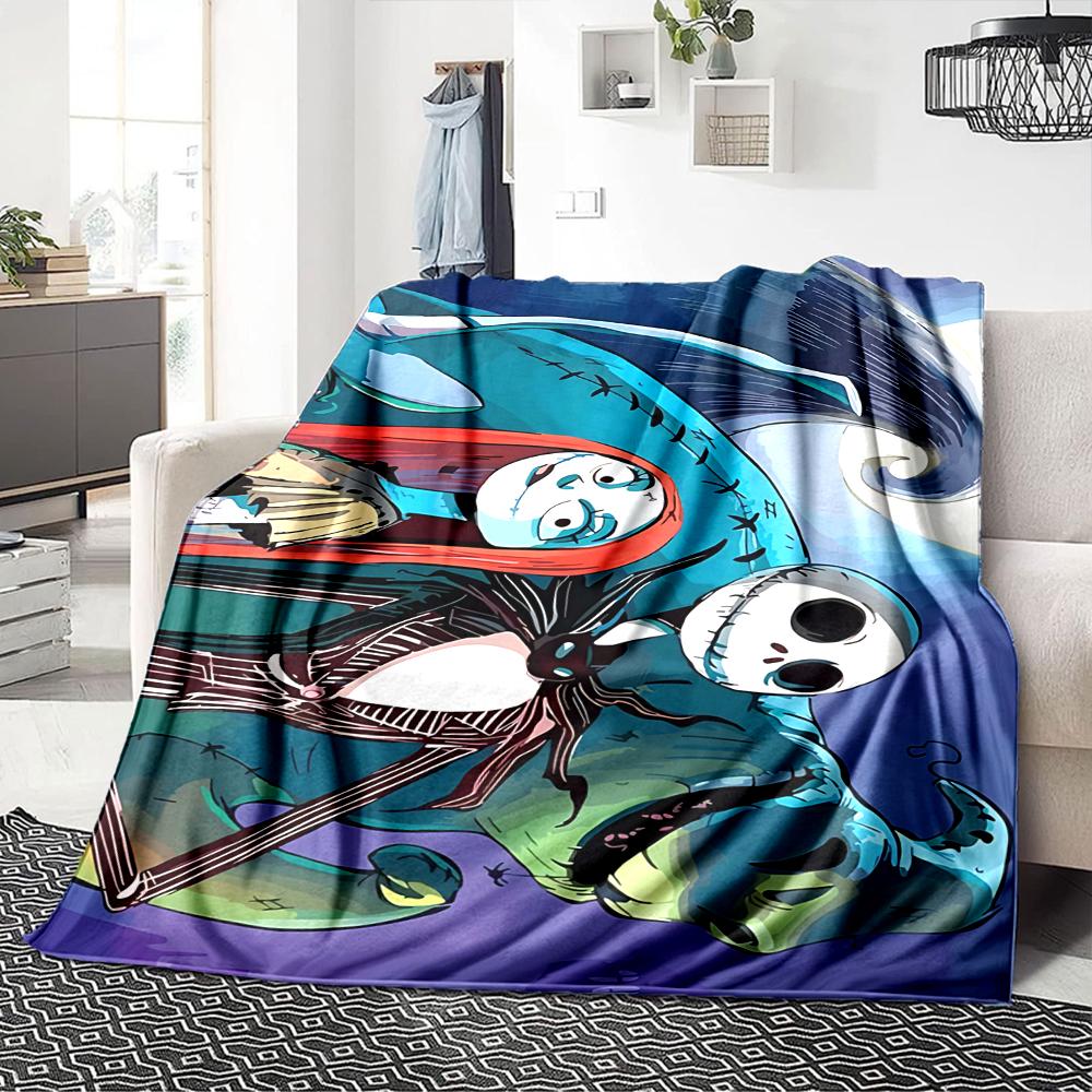 1Pc Christmas Jack Skellington Blanket Soft Throw Blanket For Home Bedroom Bed Sofa Travel Office Solid Christmas Blanket