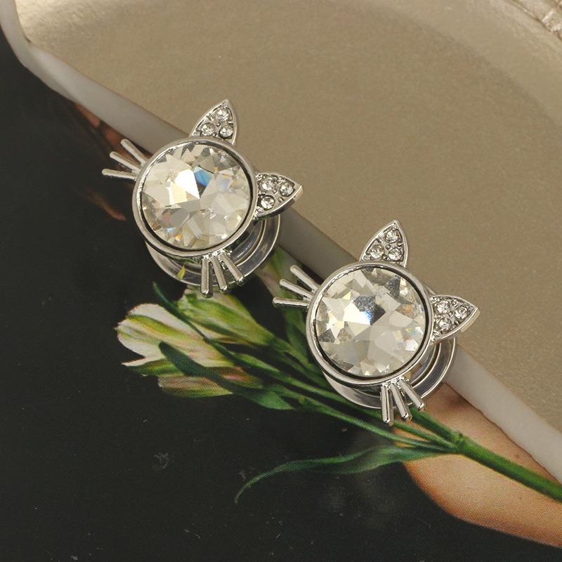 1 пара нержавеющая сталь кошка пирсинг пирсинг пирсинг панк хрустальные серьги пирсинг украшения для пирсинга