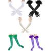1920s Long Gloves with Feather Cuffs Christmas Dinner Dress Women Gloves Solid Color Elastic Wedding Party Bride Glove