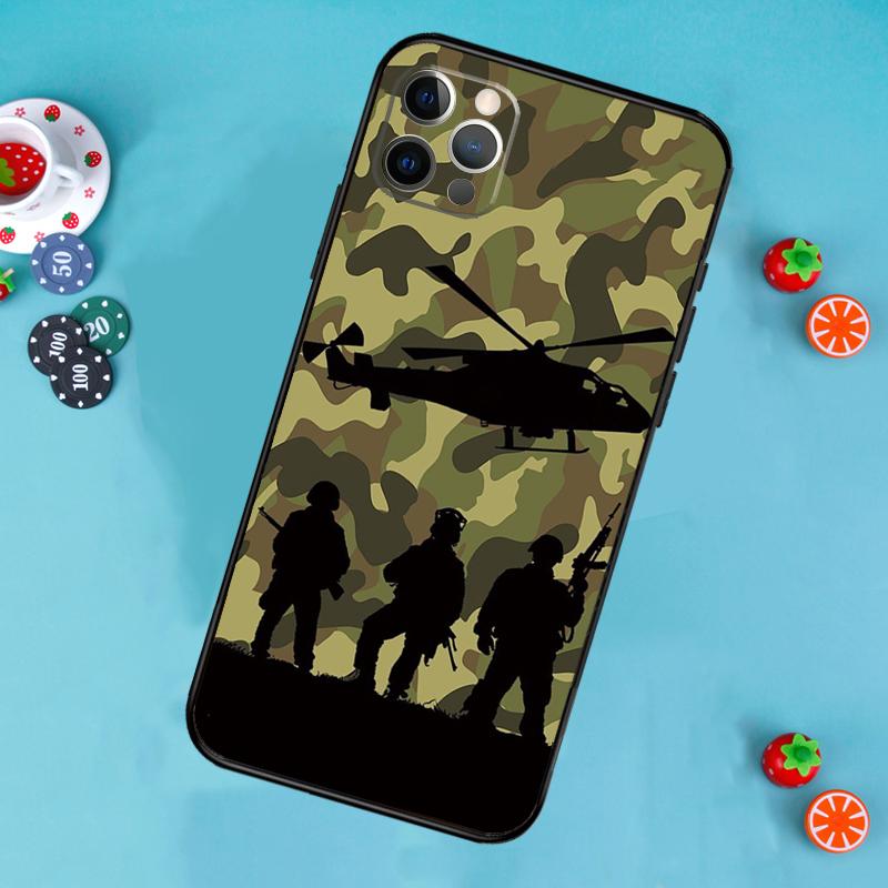 Camo military Army Phone Case For iPhone 17 Air 13 16 15 11 12 14 Pro Max 13 12 mini 15 16 Plus 16e Cover Funda