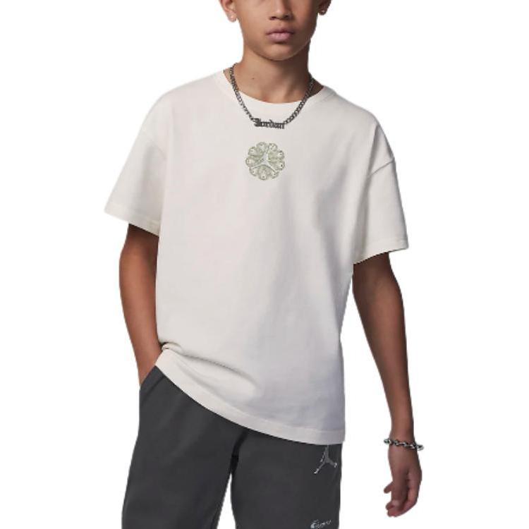 Jordan Футболка Harmony Logo Printed Round Neck Casual Short Sleeve Футболка для детей, цвет Sail-White HJ8055-133