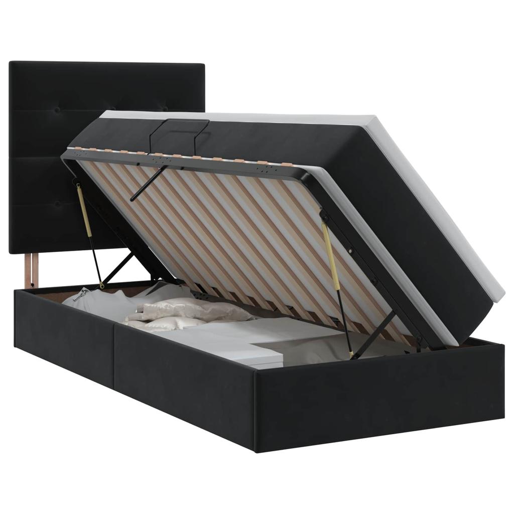 Storage Bed with Mattress Black 90 x 200 cm Velvet