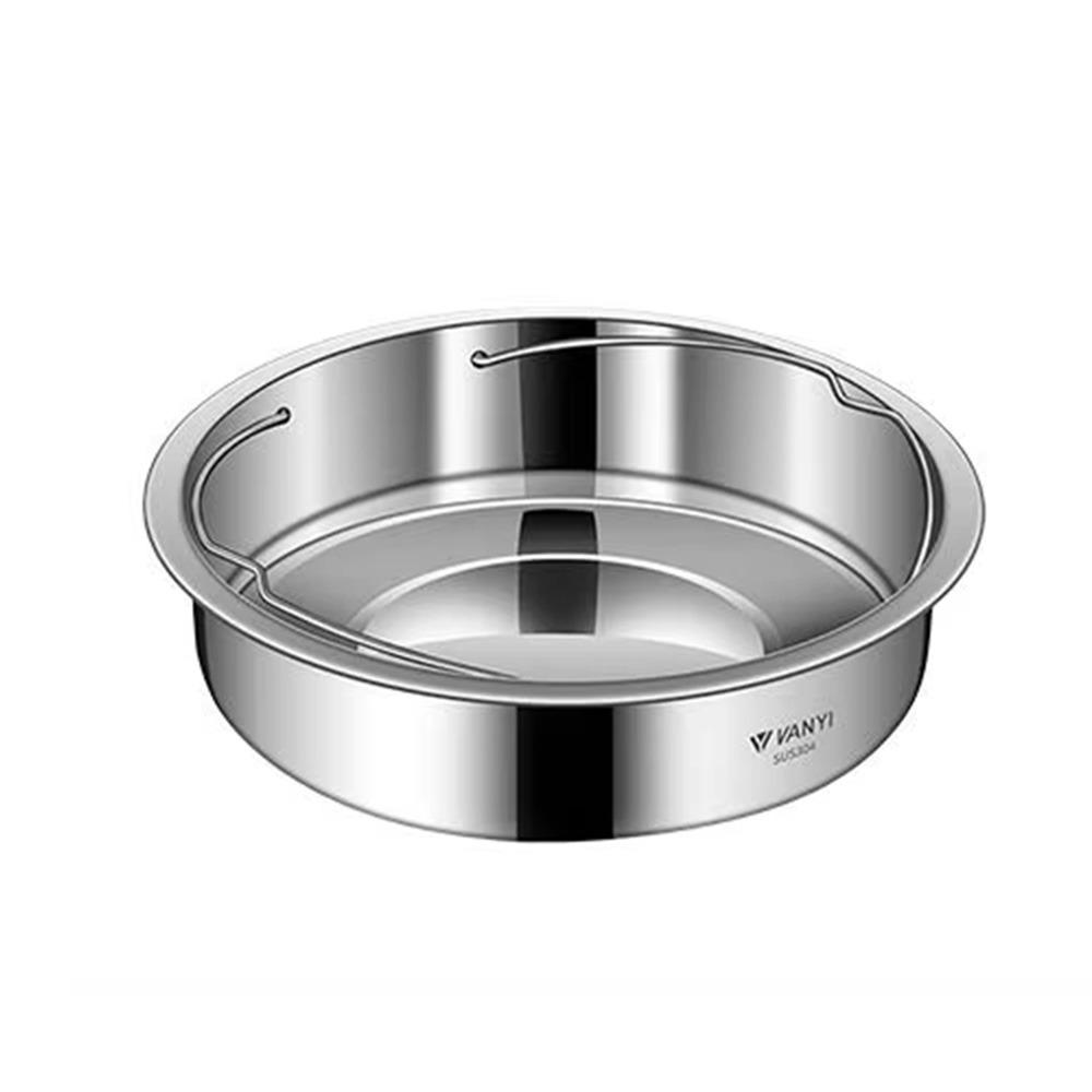 With Handle Stainless Steel Steamer Basket Anti-Scald Steaming Pan Round Pot Insert Tray Eggs