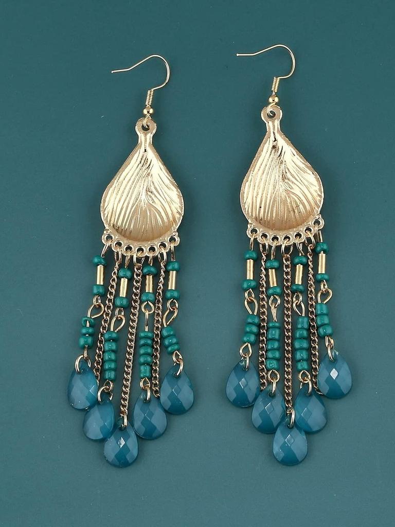 Серьги для женщин и девушек Модные серьги-подвески | Позолоченные длинные серьги с кисточками из бисера Богемные серьги-подвески