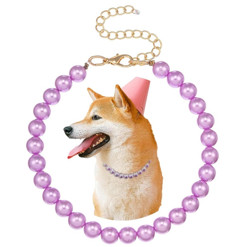 Adjustable Dog Collar Necklace Acrylic Pet Pearl Necklace Elegant Pearl Dog Collar Pet Supplies