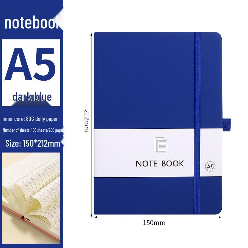 A6 Color Elastic Band Portable Notebook - Student Memo with Skin-Feel Leather Pocket Design
