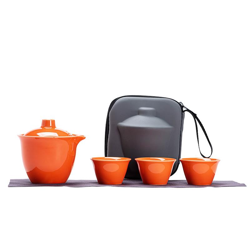 Роскошный дорожный чайный набор оптом креативный один чайник три чашки высококлассный бутик уличная экспресс-чашка портативная сумка подарки