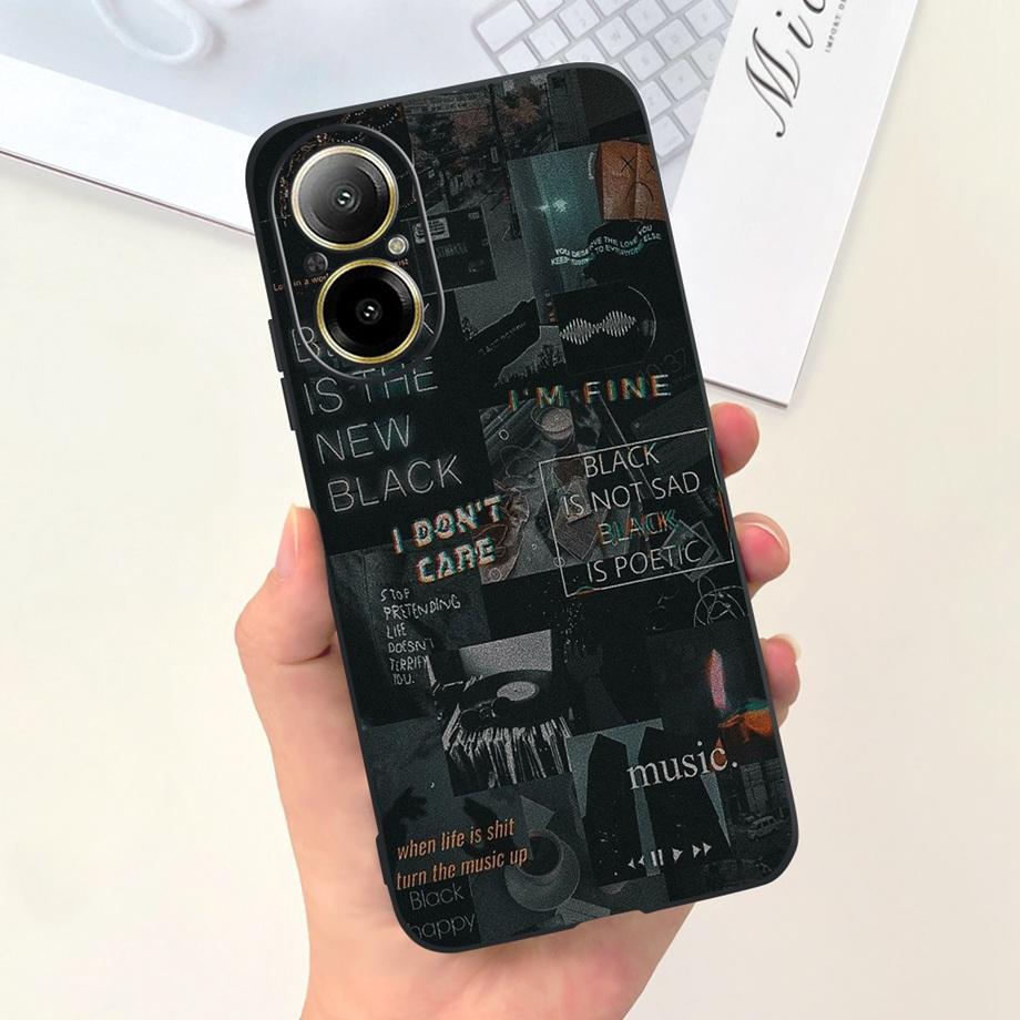 Case For Oppo Realme C67 4G RMX389 Phone Cases Black Cat Moon Night Soft Silicone Shockproof Back Cover For RealmeC67 4G Funda