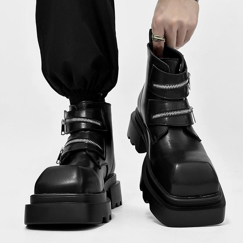 Модные ботинки Дерби черного цвета для мужчин Модные ботинки на толстой подошве с увеличением роста Стиль для активного отдыха, вечеринок, на каждый день, трендовая молодежная кожаная обувь, горячая