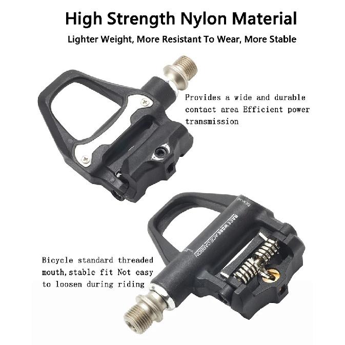 RACEWORK Road Bike Pedal Nylon Bicycle Locking pedals Cycling Bearing Cleats Clipless Pedal For SPD SL System With Locking plate