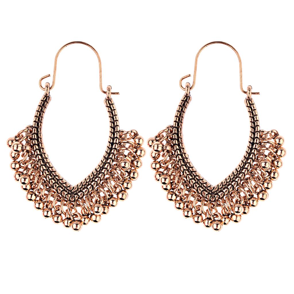 Indian Jhumka Zircon Vintage Bell Tassel Earring Boho Antique Ethnic Copper Plated Drop Hanging Earrings For Women Pendientes