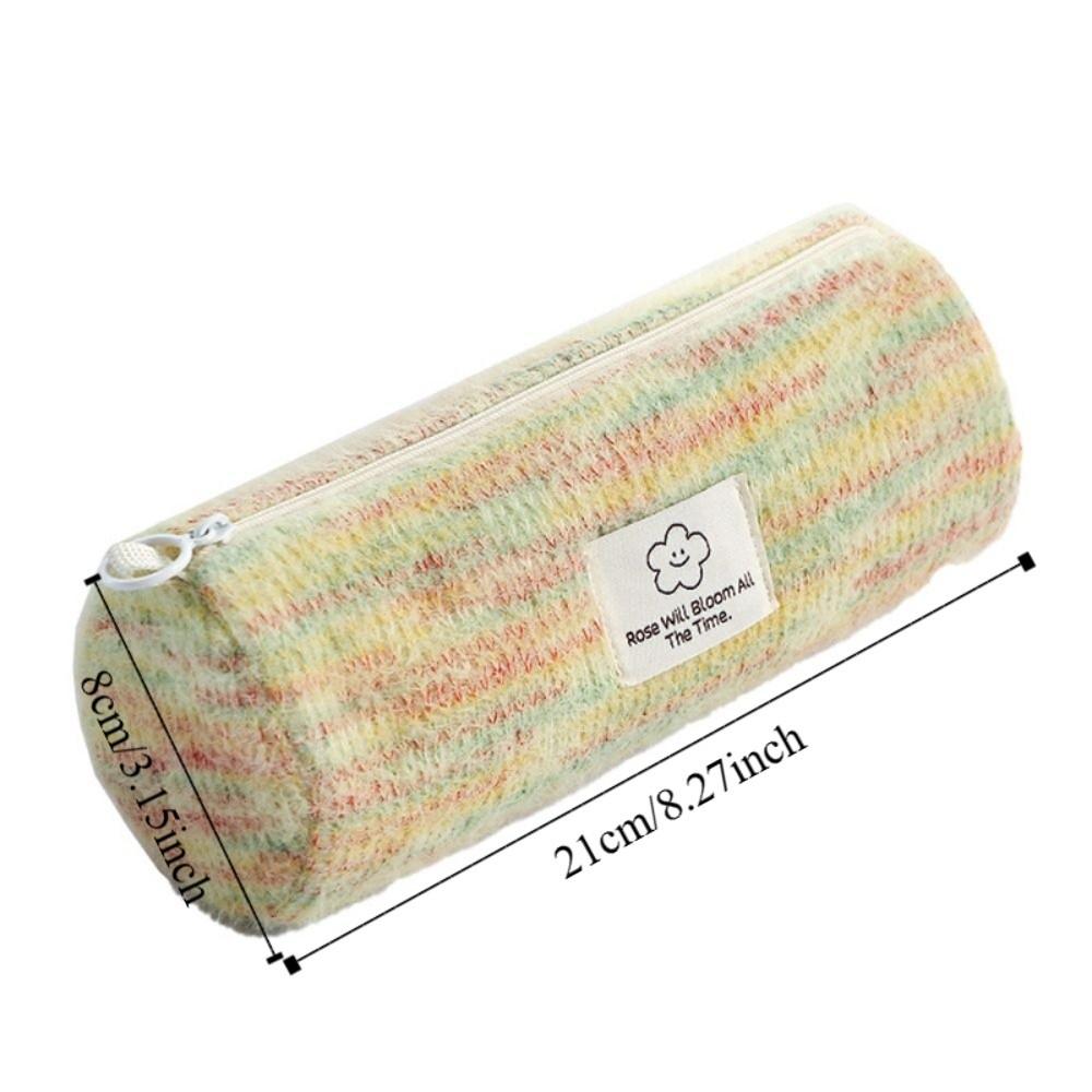 Canvas Plaid Cosmetic Storage Bag Large Capacity Pen Bag Woven Pencil Case Student Supplies