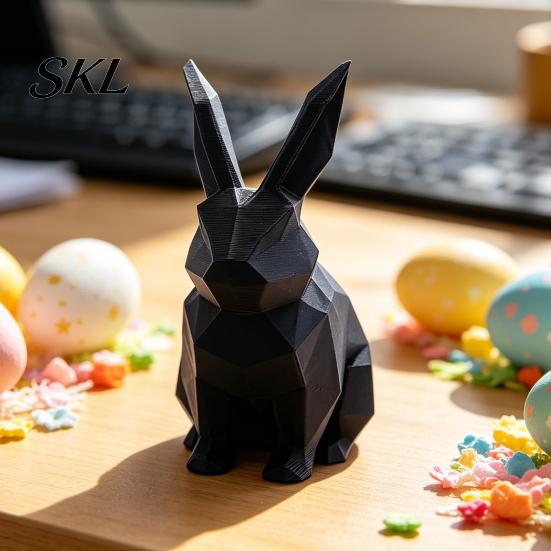 Burr-free Smooth Surface Decor 3D Printed Geometric Rabbit Ornaments, Creative Bunny Figurine, Minimalist Animal White Statue Art Decoration,