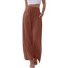 Large Size Trousers Women's Cotton Linen Pants Elastic Waist Loose Casual Pocket Drawstring Wide Leg Pants