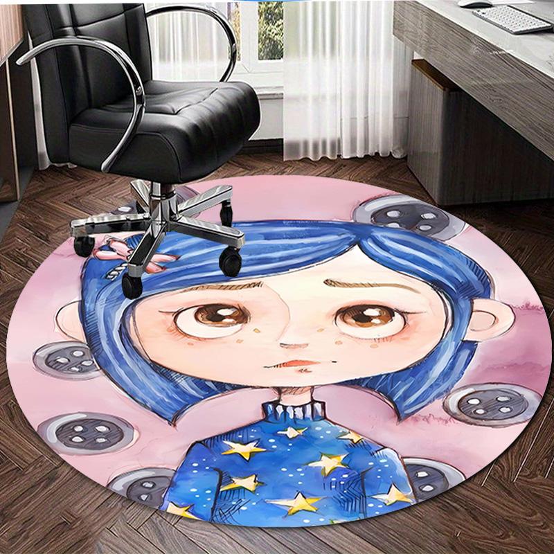 1pc Coraline Design Printed Area Round Carpet for Bedroom Living Room Home Decor Rugs Mat Non Slip Mat Rug for Bedside