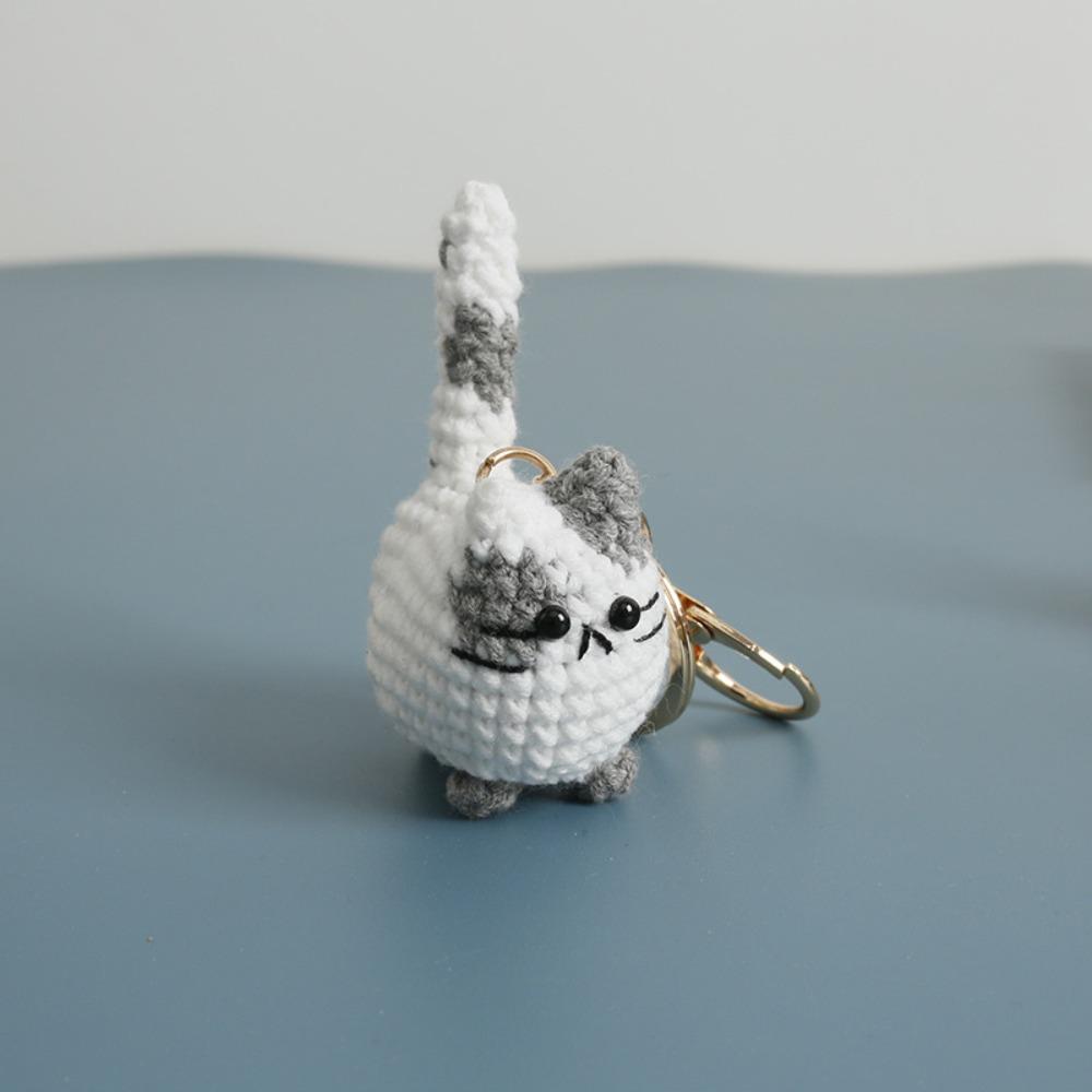 Knitting Doll Crochet Kitten Keyrings Animal Cat Key Chain Creative Handwoven Cat Pendant For Gift