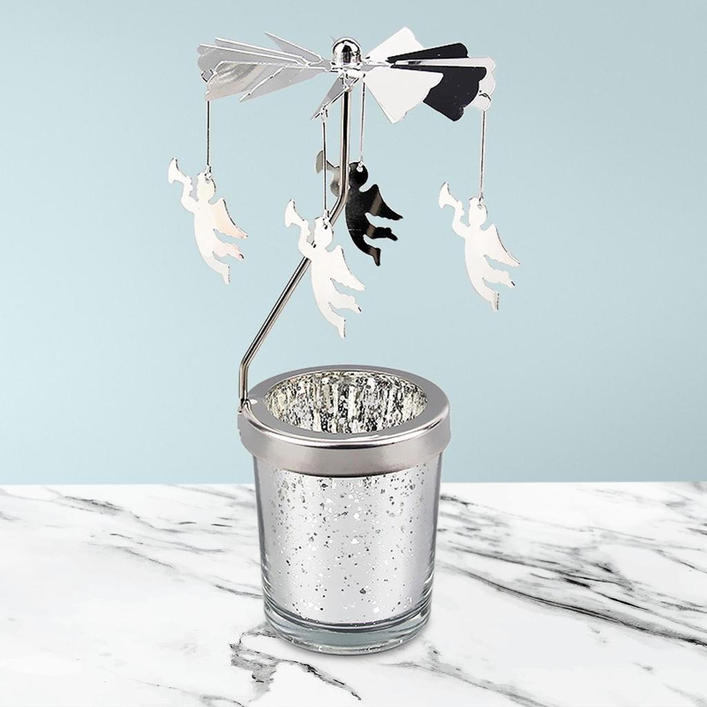 Spinning Tea Light Candle Holder Rotating Candlestick for Festive Wedding