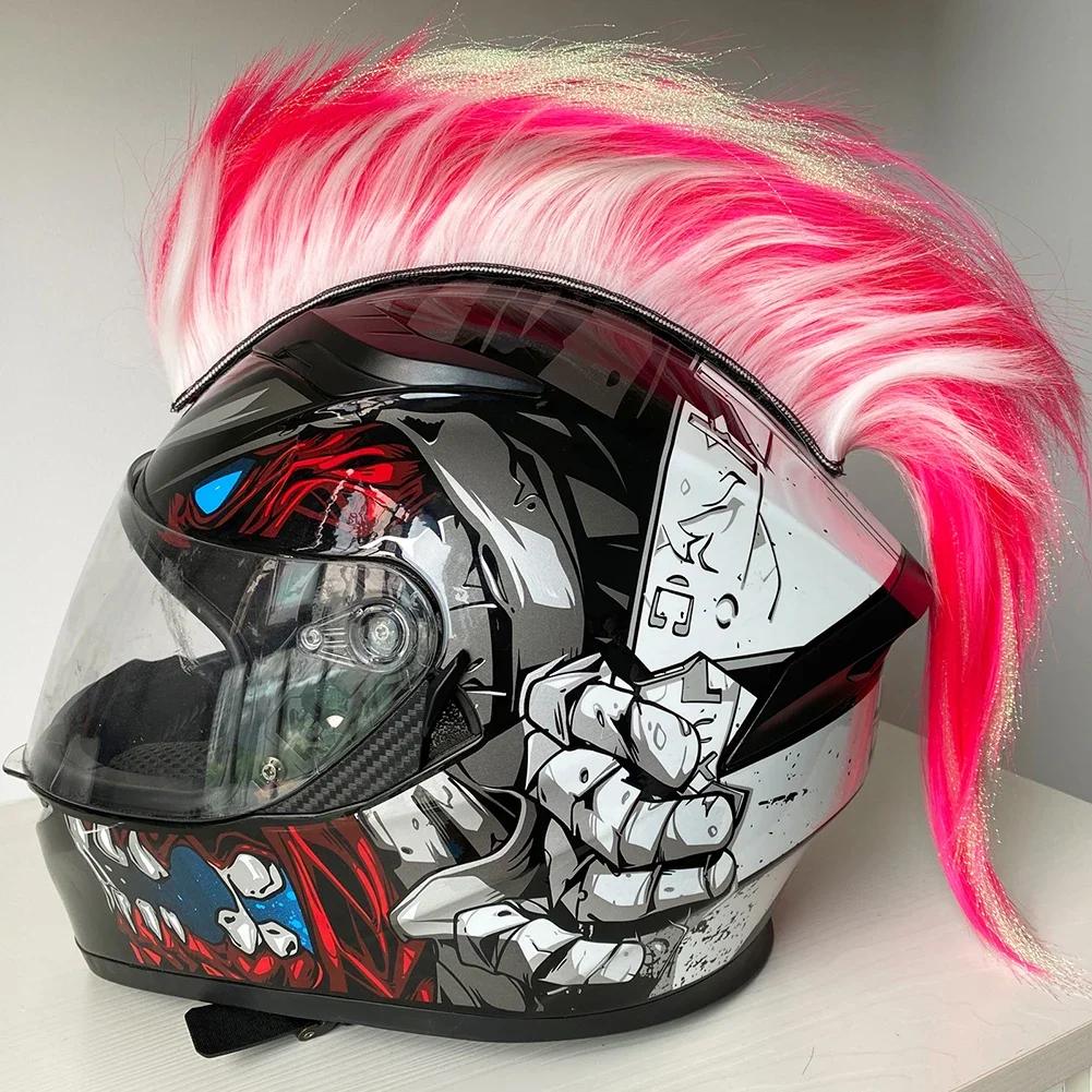 Creative Personality Motorcycle Electric Helmet Decoration Mohawk Wig Hair Motorbike Helmet Accessories Stickers Cosplay Styling