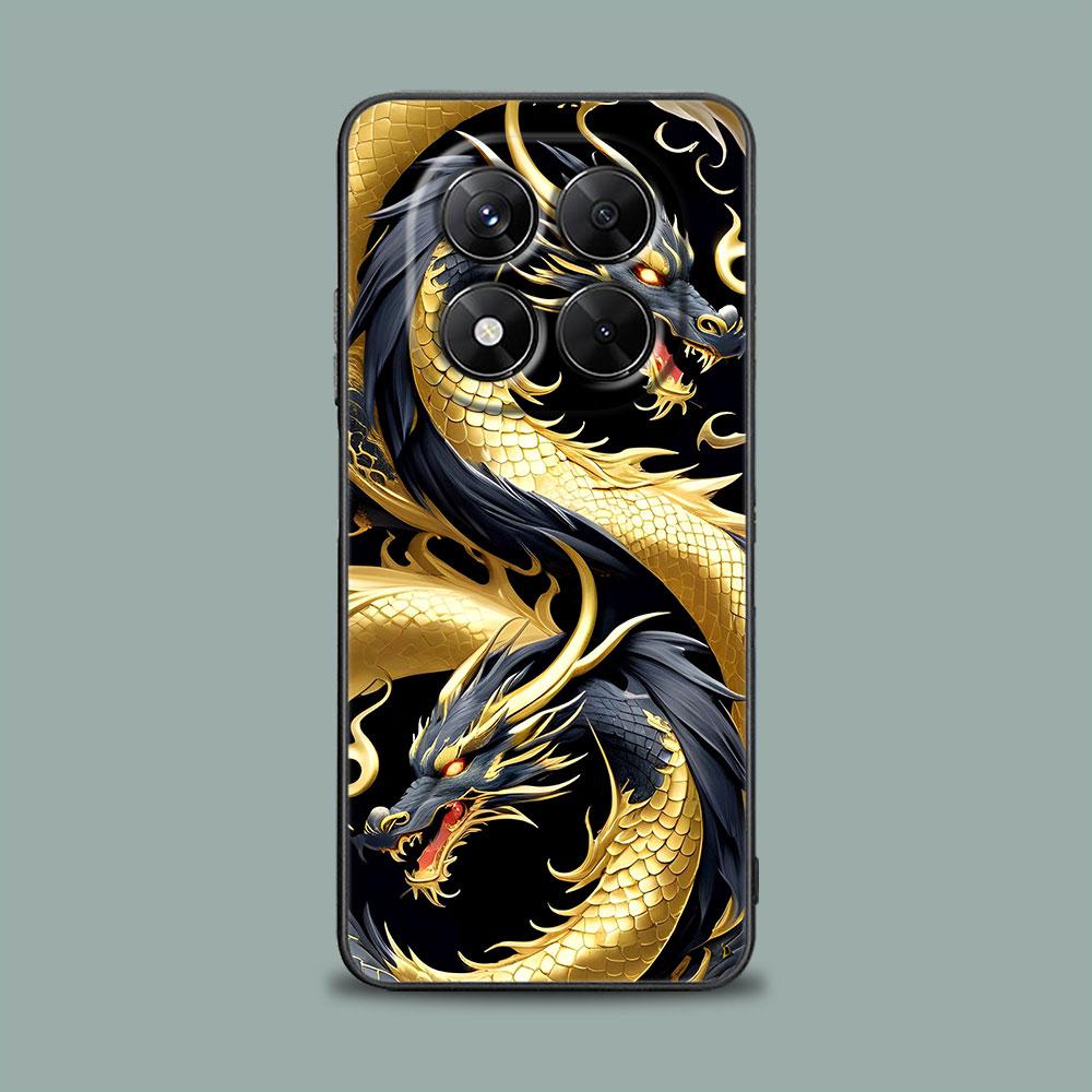 Чехол для телефона для Xiaomi Redmi 15C 14C 12C 13C Redmi Note 15 14 13 12 11 10 Pro Plus 5G 12S Силиконовый чехол Милый Черно-белый Дракон