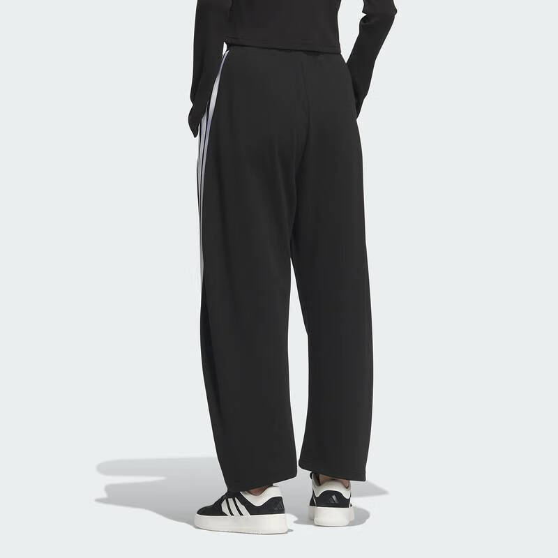 adidas Мягкие дышащие удобные приятные для кожи повседневные брюки-бананы с полосками по бокам, женские черные JY7697