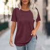 Women's Fashion Casual Solid Color Round Neck Short Sleeve T-shirt Tops