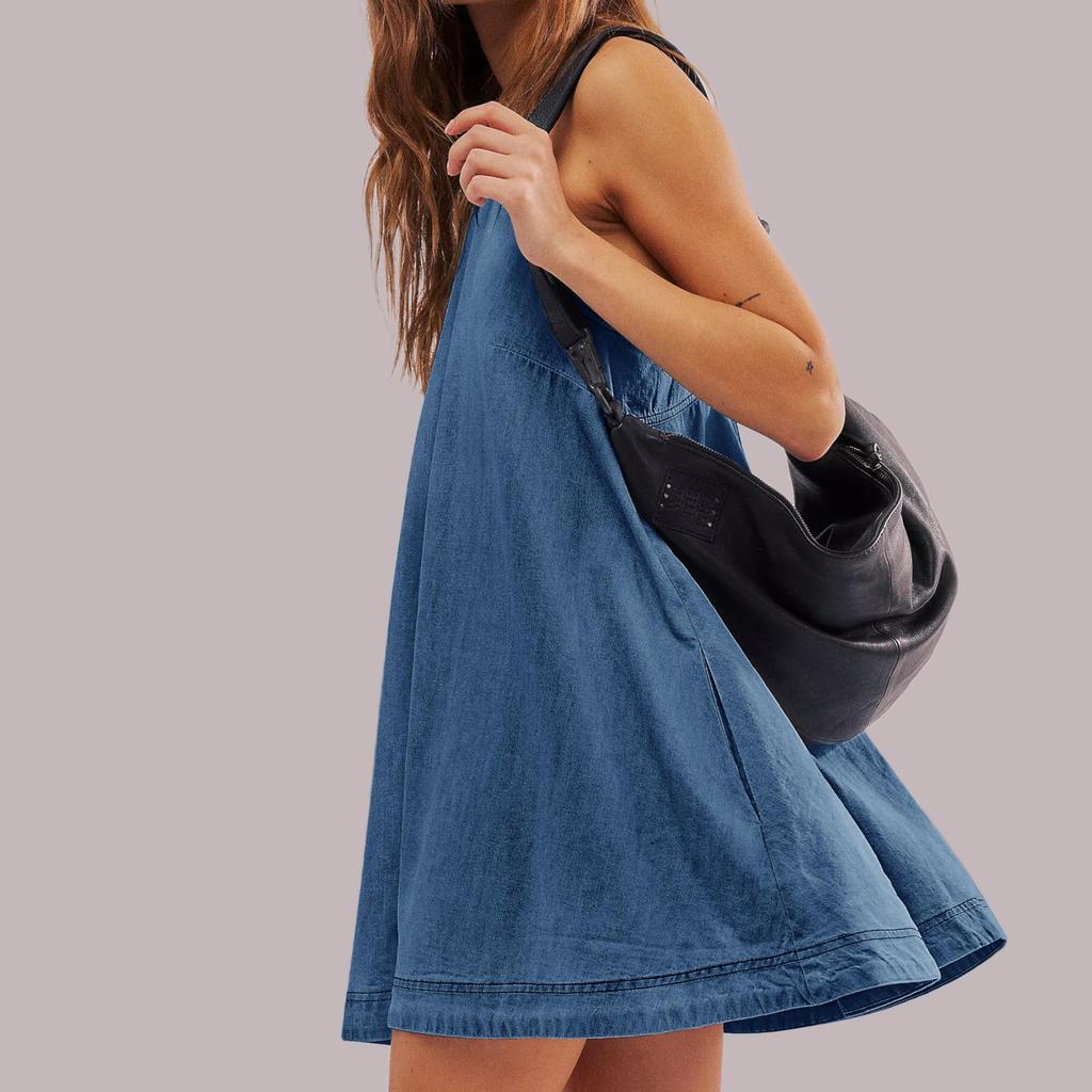Backless Dress 2026 Denim Dress Women's Summer New Casual Sleeveless Halter Short Skirt A-line Skirt