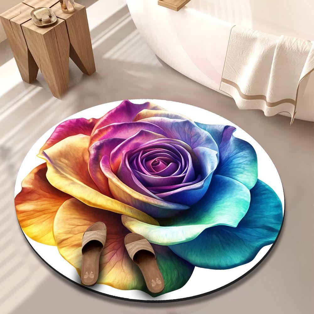 Нескользящий коврик для пола «Пион» специальной формы, коврик для пола в ванную комнату для гостиной, чайного столика, прикроватный