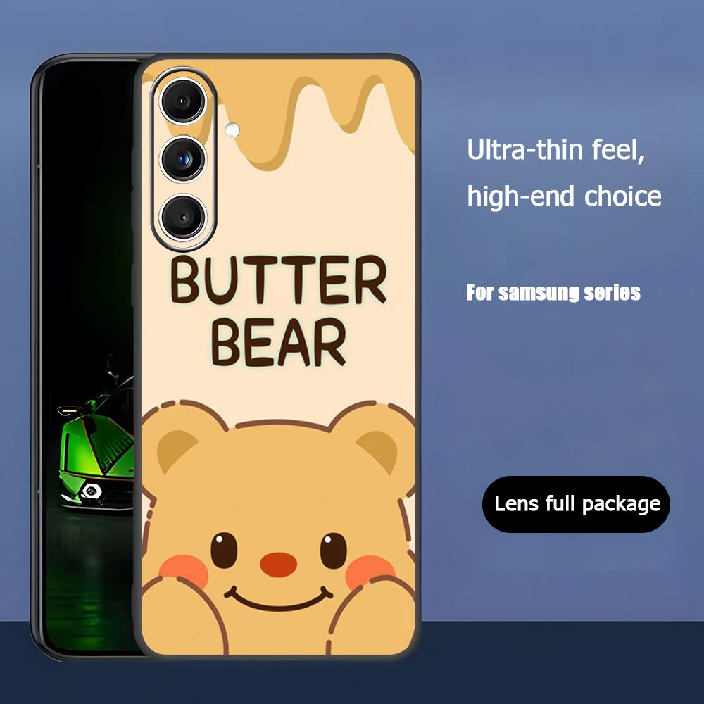 Brand B-Butter Bear Cartoon Phone Case For Samsung Galaxy S26 S25 S24 S23 S22 S21 Plus Ultra Note20 Soft Black