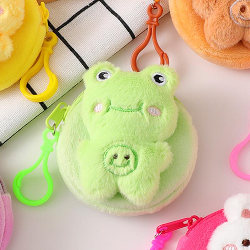 Cute Animal Plush Coin Purse Cartoon Rabbit Bear Frog Money Change Pouch Mini Portable Earphone Bag For Girls Gifts
