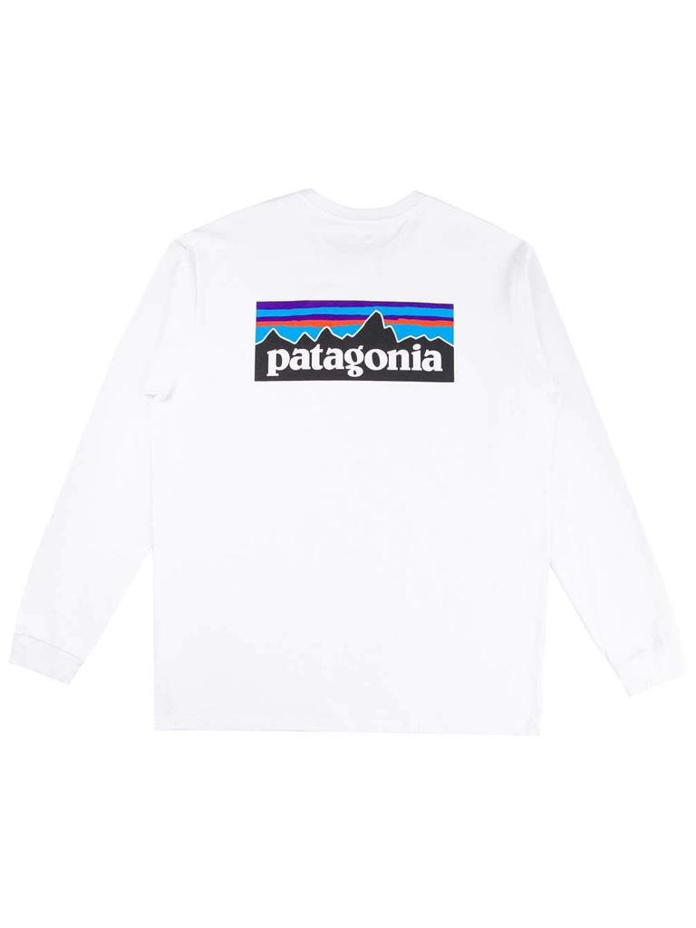 Мужская футболка Patagonia: Patagonia Мужская футболка с длинным рукавом P-6 Logo Responsibili-Tee US-S БЕЛЫЙ