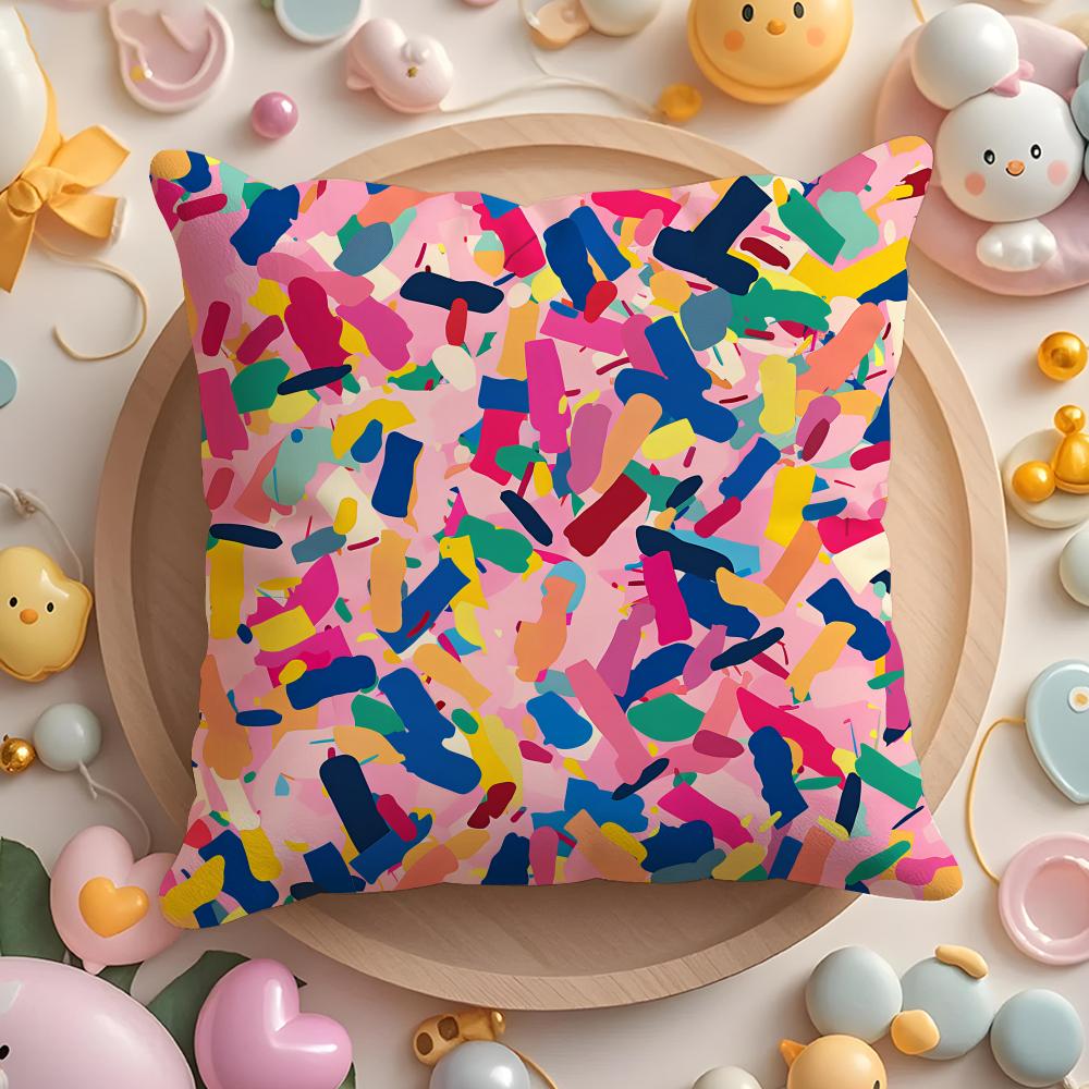 HOT Abstract Colorful Pattern Cushion Cover Home & Car Multi-Scene Pillow Cover - Reversible, Soft & Durable for Daily Use