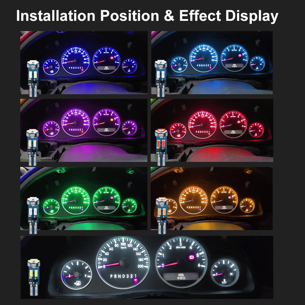 6Pcs T5 Led Bulb W3W W1.2W Led Canbus Car Interior Lights Dashboard Warming Indicator Wedge Auto Instrument Lamp 12V