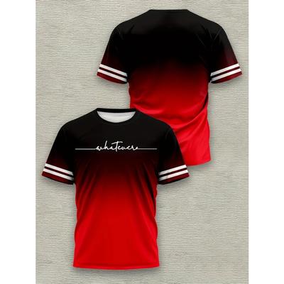 Мужские футболки с градиентной расцветкой - Повседневные футболки с коротким рукавом и круглым вырезом с принтом омбре, Машинная стирка, Всесезонный комфорт для улицы