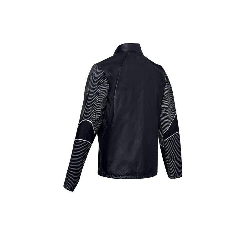 Under Armour Run Impasse Reflect Striped Pattern Куртка с воротником-воронкой и длинными рукавами Мужские куртки Черные 1350944-001