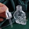 Transparent Skull Shape  Bottle with Pipette Glass Liquid Dropper Bottle Portable   Travel