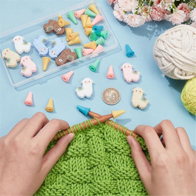 30PCS Sheep Like Knitting Needle Stoppers Needle Point Protectors Needle Tip Stoppers for Hand Knitting Quilting Craft