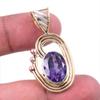 Natural Alexandrite 925 Solid Sterling Silver Jewelry TwoTone Pendant 1.50" z8Y65