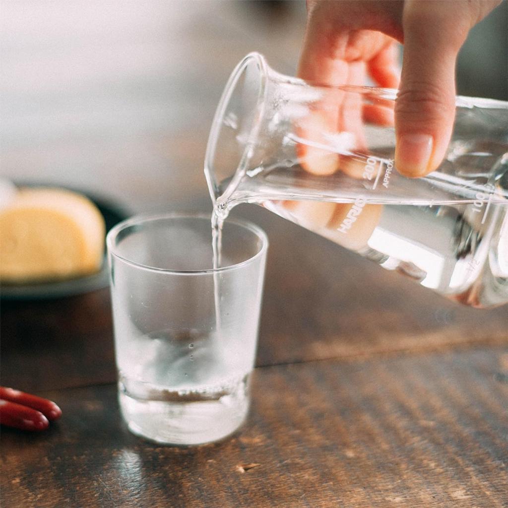 Hario Conical SAKE Pitcher Crafts Science Practical Capacity 200ml Beaker Server with Measuring Memory Transparent Heat Resistant Glass Made In Japan