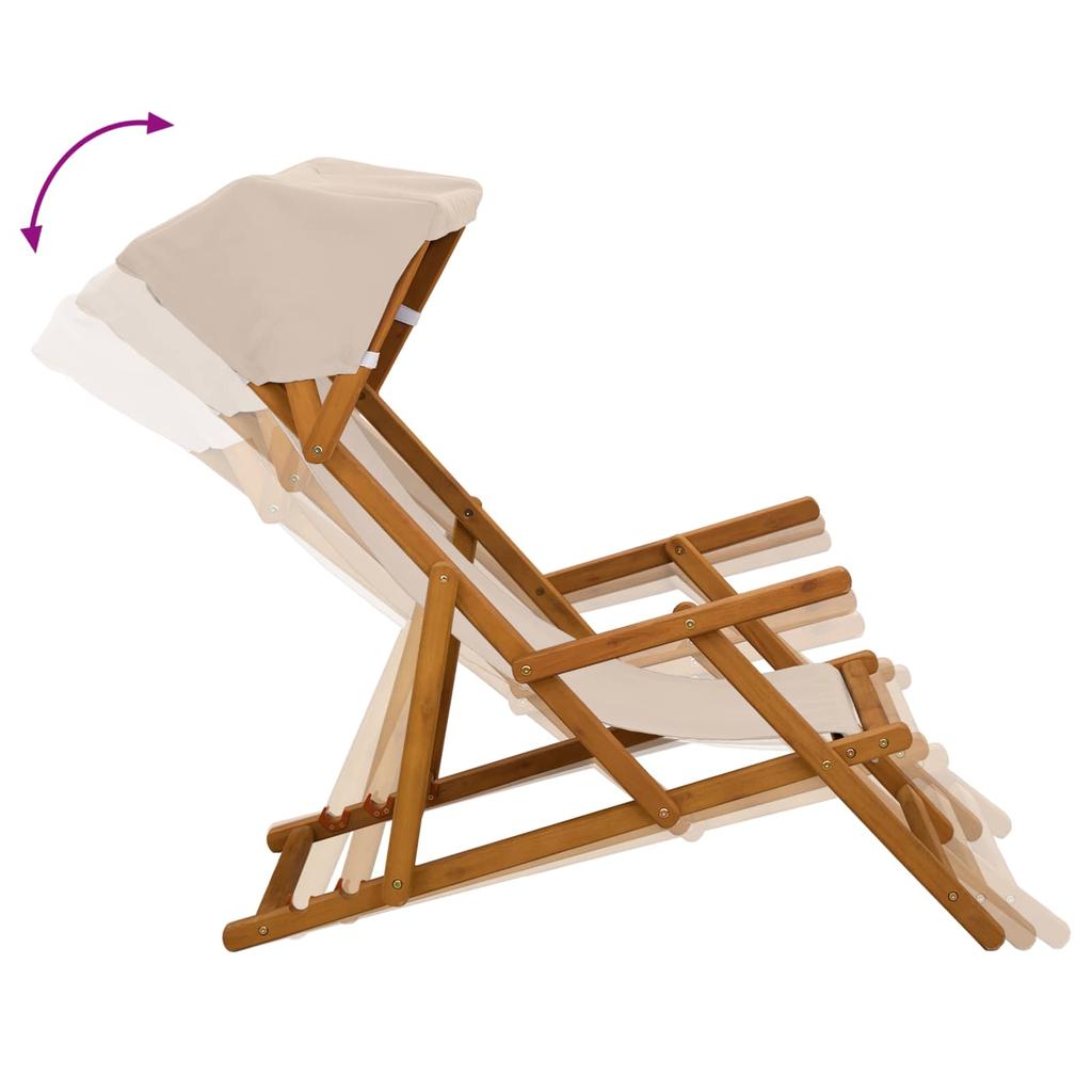 Lounge Chair 2 pcs 3 Position Solid Eucalyptus Wood Beige