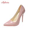 Модные Aphixta Новые 4,72-дюймовые Супер Высокие Туфли-лодочки из Лакированной Кожи Женские Разноцветные Официальные Туфли с Острым Носком Плюс Большой Размер 49 50