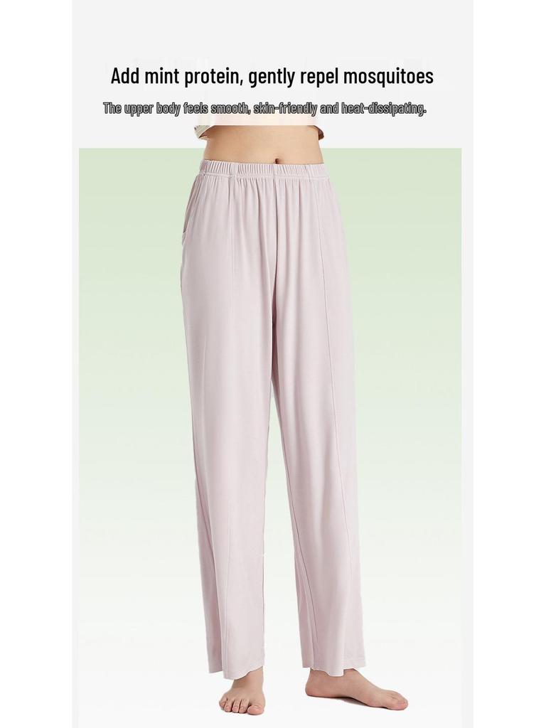 100% Модал Женские Летние Спортивные Повседневные Брюки Широкие от Бедра - Прохладные, Легкие для Ходьбы, Домашняя Одежда