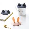 Seal Cup Heat-Resistant Dustproof Cat/Rabbit Ears-Shaped Cup Lid Cup Cover Anti-dust Bowl Cover